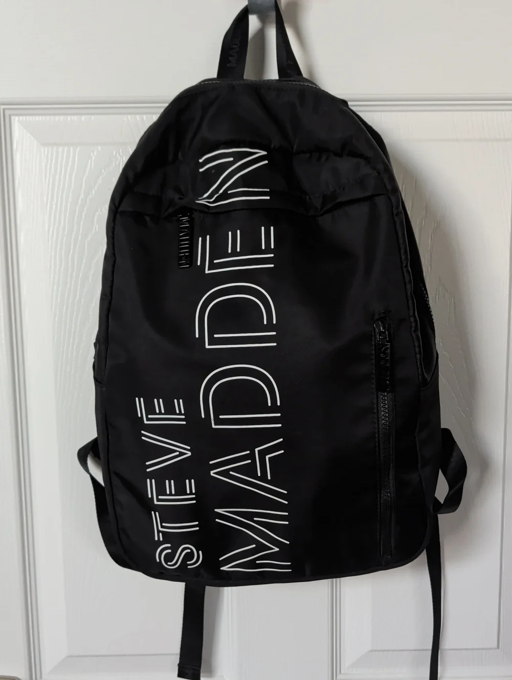 Steve Madden Black Backpack with White Logo
